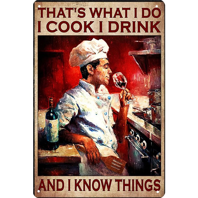 Chef Drink Red Wine - Vintage Tin Signs/Wooden Signs - 20x30cm & 30x40cm