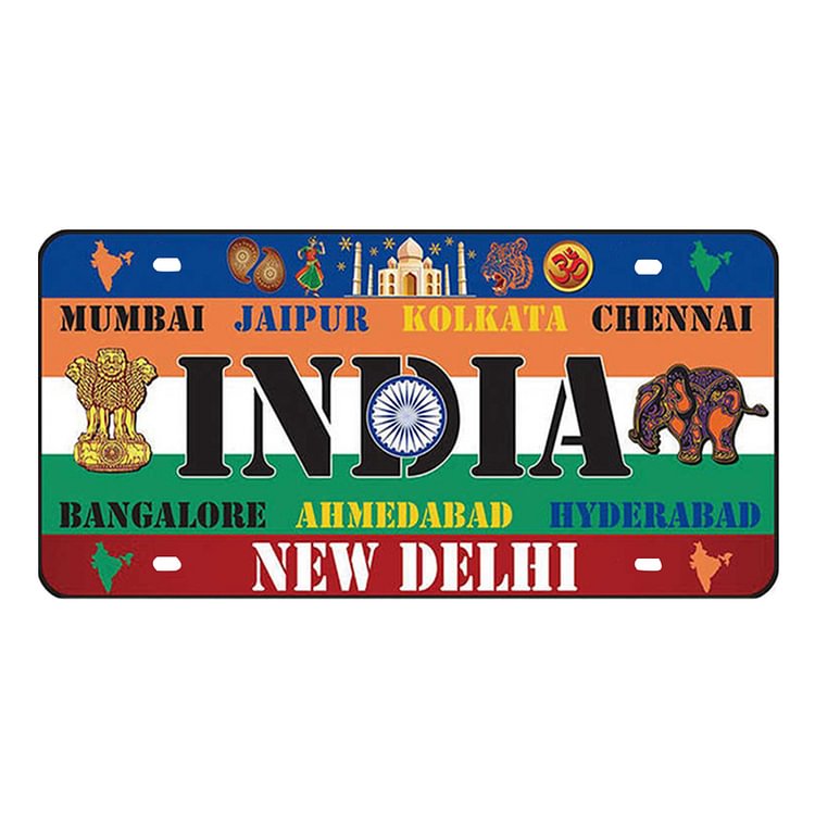 License Plate INDIA Vintage Metal Tin Sign Plaque for Bar Pub Club (B)