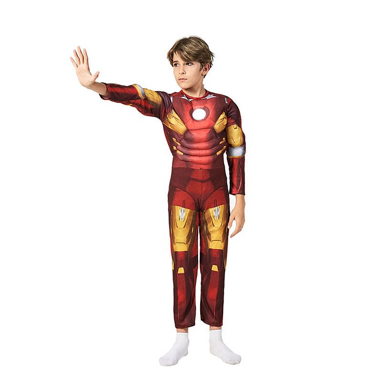 Mayoulove Iron Man MARK VII  Cosplay Costume with Mask Boys Girls Bodysuit Kids Halloween Fancy Jumpsuits-Mayoulove