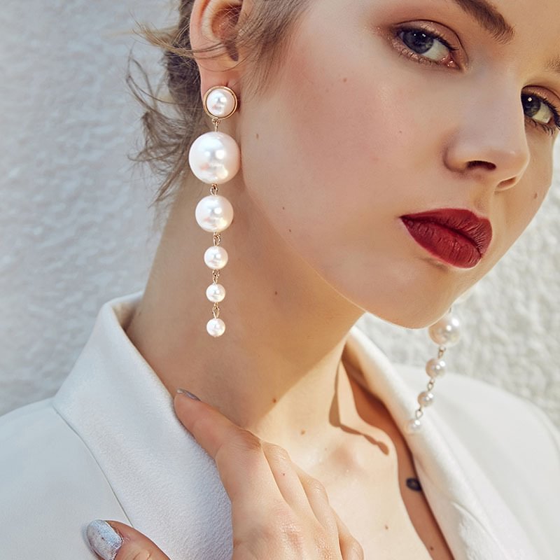 Pearl Womenn Drop Earrings Party Wedding Prom Jewelry-VESSFUL