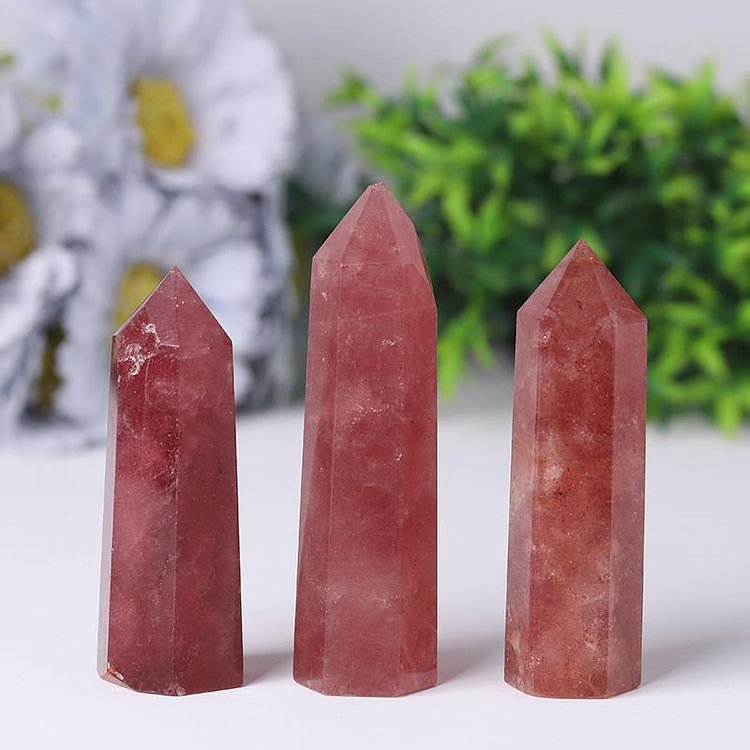Natural Wand Strawberry Towers Points Bulk Decoration Crystal wholesale suppliers