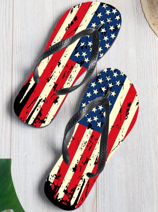 Summer American Flag Star Flip Flops Slippers