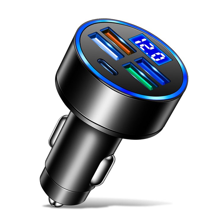 5 Ports 15.5W USB Type-C Phone Car Charger Voltmeter Auto Charging Adapter