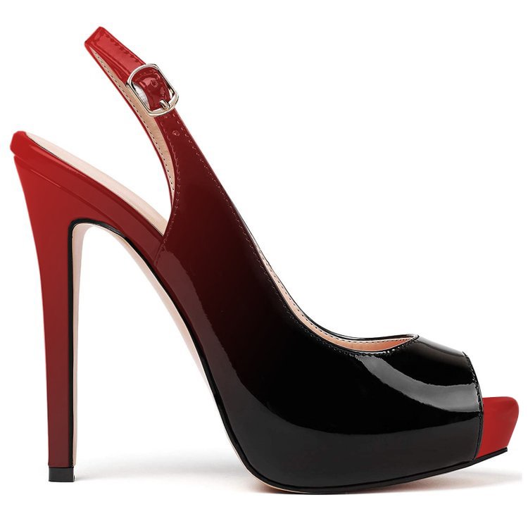 120mm Strap Slingback Sandals Peep Toe Platform Stilettos Heels Patent