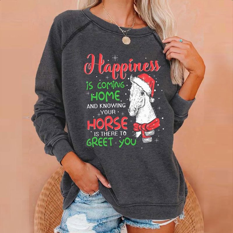 Happiness Is Coming Home And Knowing Your Horse Is There To Greet You Sweatshirt