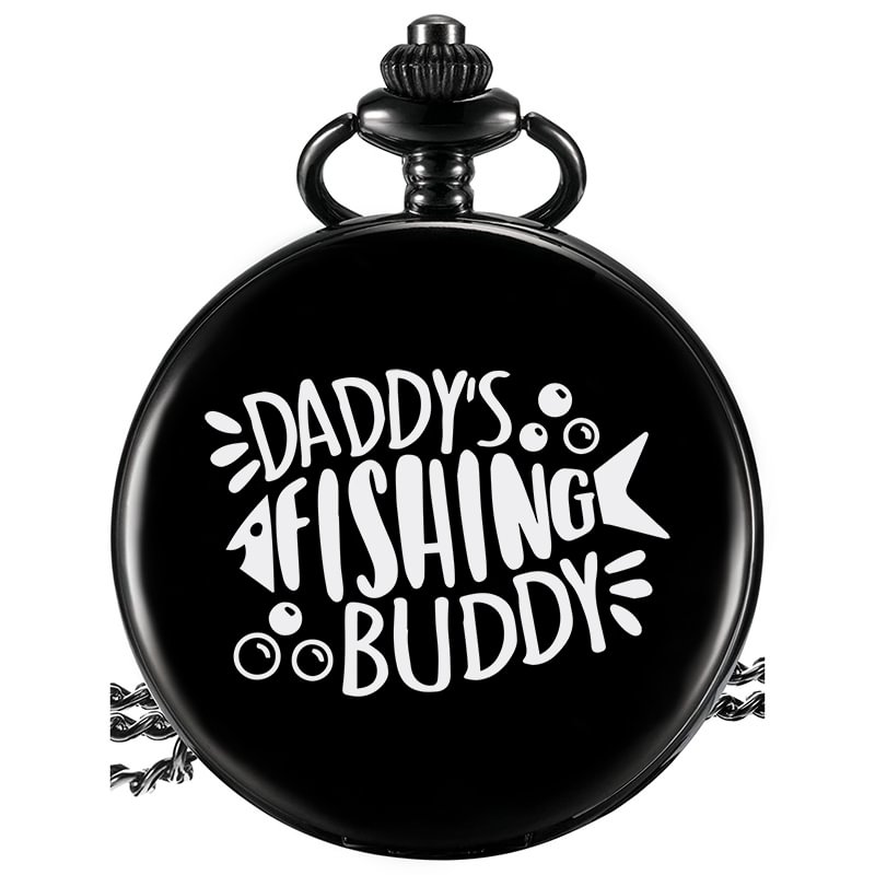 Personalized Pocket Watch With "Daddy's Fishing Buddy" Engraved On The Front