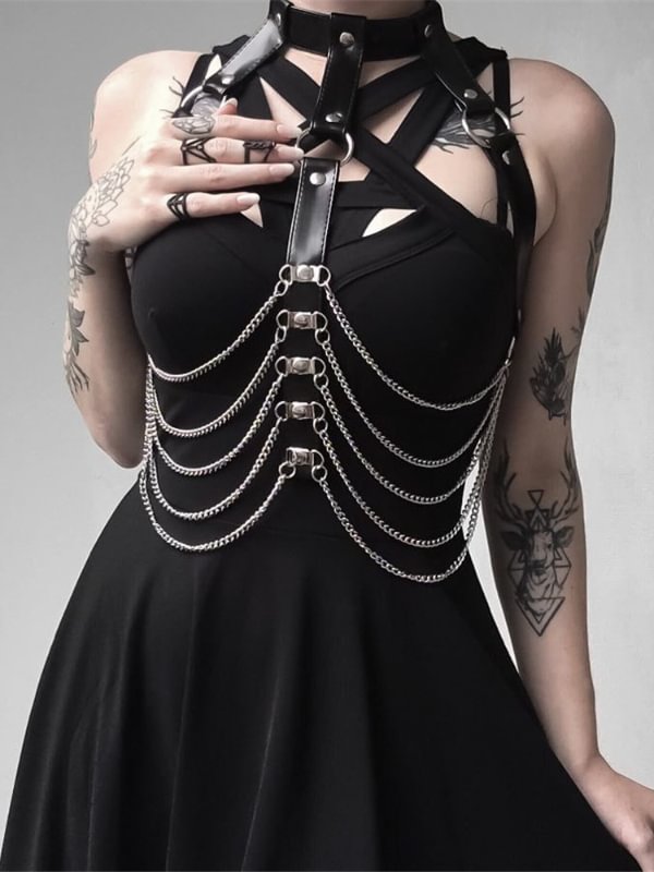 PU Chains Gothic Punk Harness