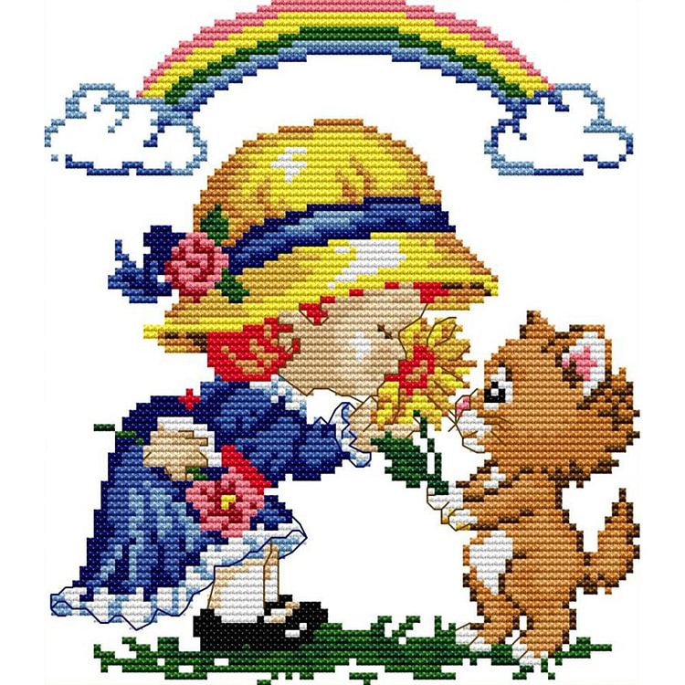 20*22CM - 14CT Stamped Cross Stitch - Happiness Time
