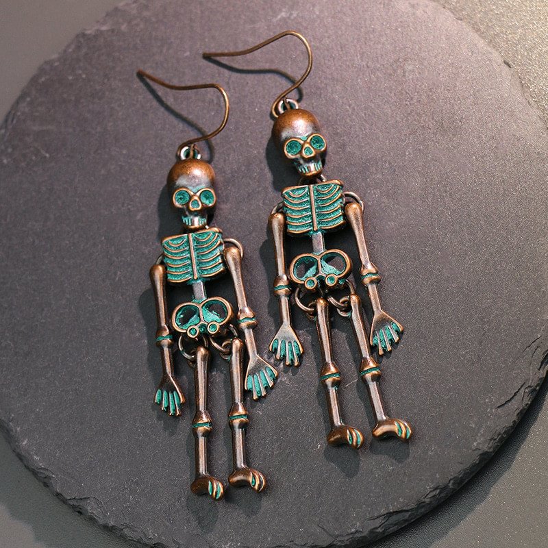 Minnieskull Skeleton Punk Halloween Metal Earrings - Minnieskull