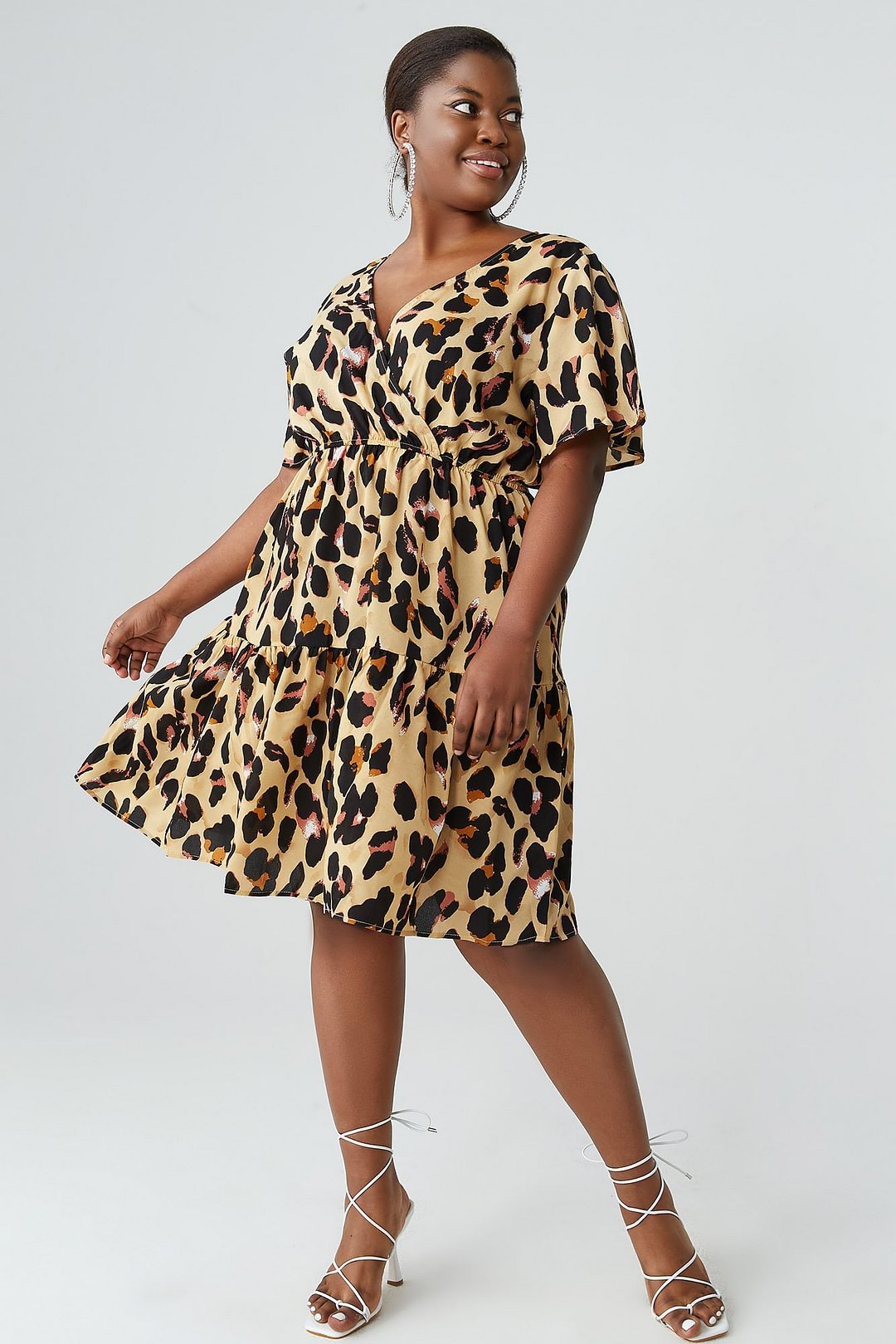 Leopard-Print Wrap Dress P13181