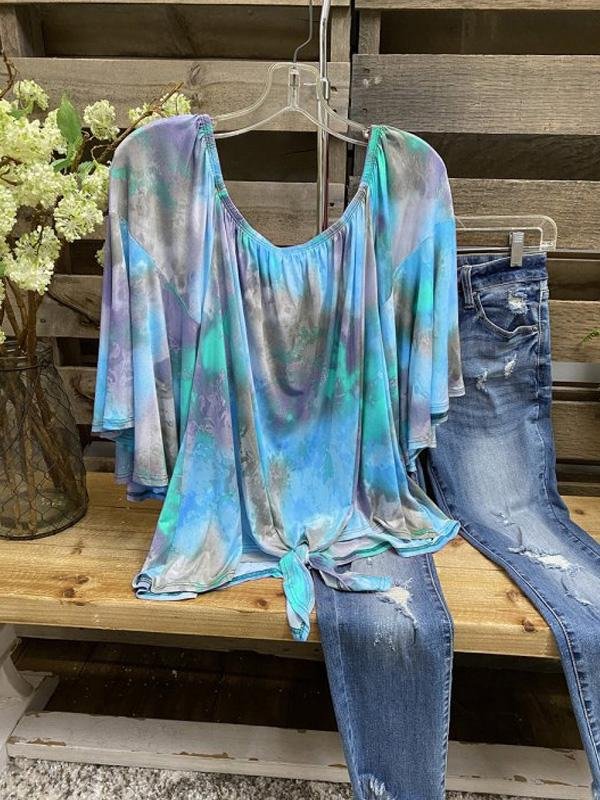 Gradient Tie-dye Knotted Top-Mayoulove