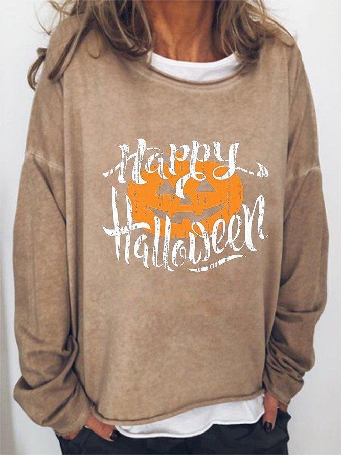Women Funny Happy Halloween Graphic Sweatshirt-Mayoulove