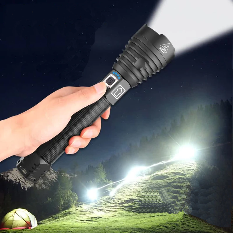 120,000 Lumens Powerful Flashlight, Outdoor Waterproof Flashlight, High Lumens Turn on Flashlight、、sdecorshop