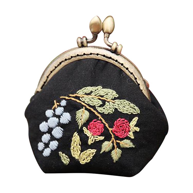 Plant - Embroidered Clutch Women Snap Coin Purse Bags