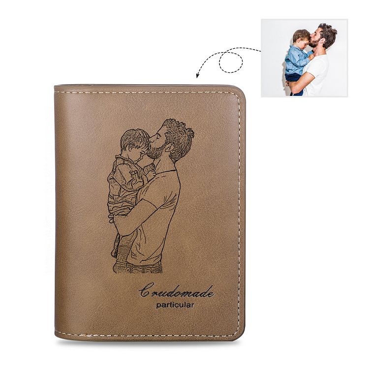 Men's personalized Long Style Bifold Custom Inscription Photo Engraved Wallet
