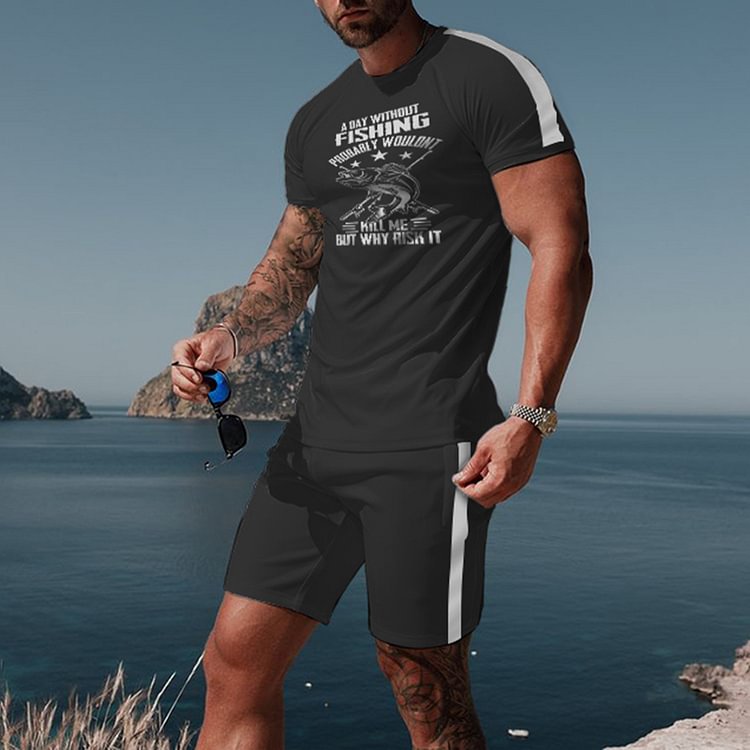 BrosWear Men's Outdoor Casual Short Sleeve T-Shirt Set