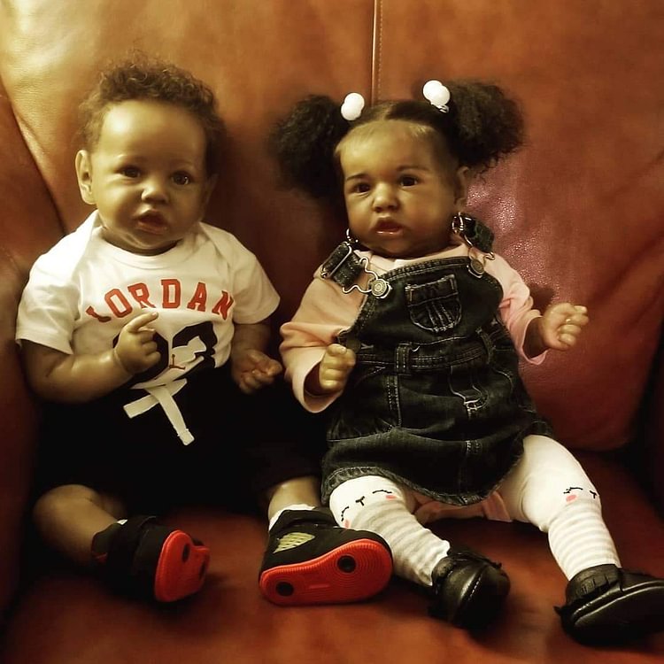  African American Black Newborn Silicone 20'' Twin Boy and Girl Irma and Barbara Toddler Silicone Reborn Baby Doll - Reborndollsshop.com-Reborndollsshop®