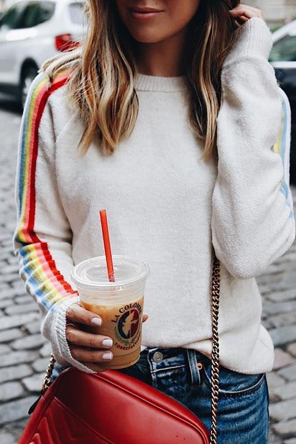 Womens Rainbow Long Sleeve Sweater-Allyzone-Allyzone