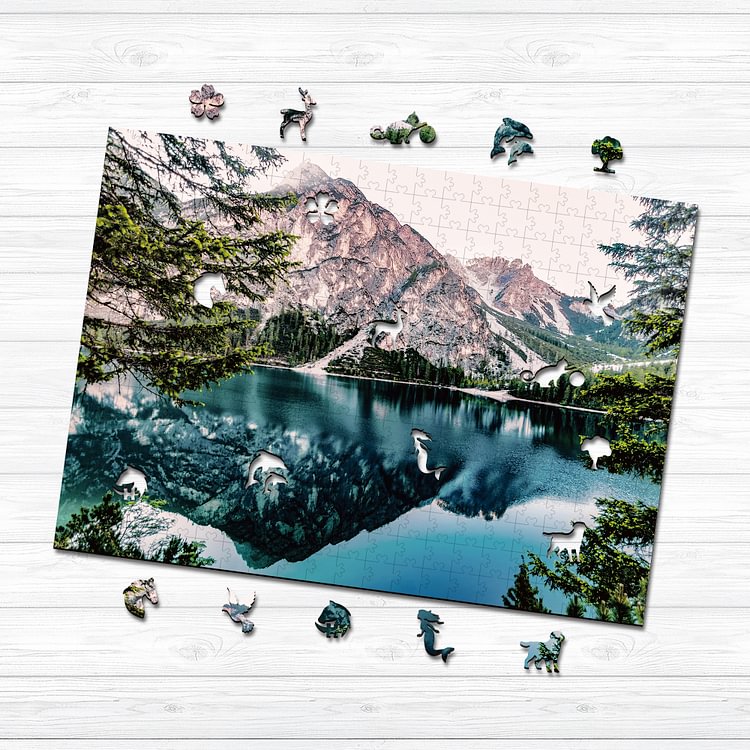 mountain lake Wooden Jigsaw Puzzle