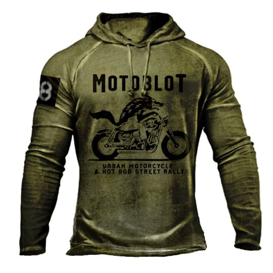 Men's vintage motorcycle rally printed outdoor fashion casual hoodie / [viawink] /