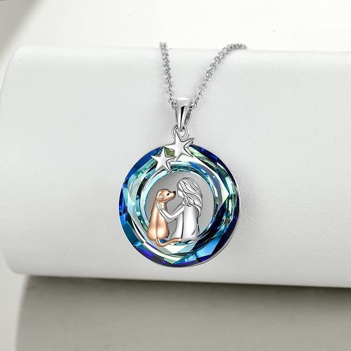 S925 Some Therapists Have Four Legs Dog Crystal Circle Necklace