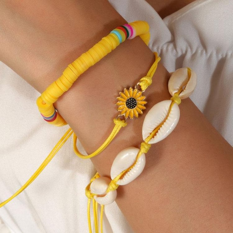 Bohemian Style Shell Daisy Weave Bracelet-Mayoulove