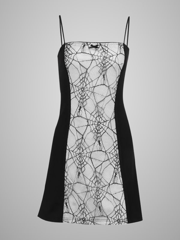 Gothic Floral Stitching Sling Dress
