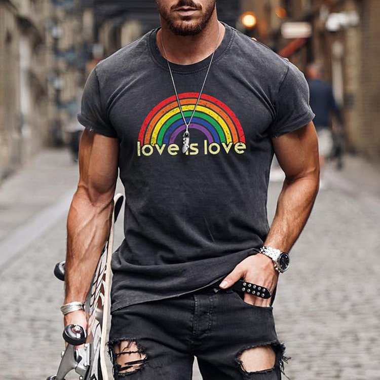 BrosWear Fashion Rainbow Short Sleeve T-Shirt