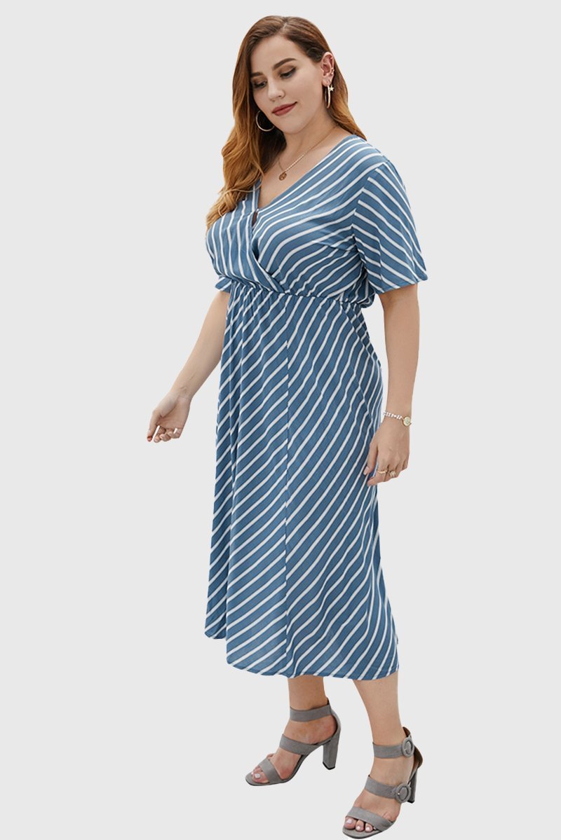 Diagonal-stripe Midi Dress P11260
