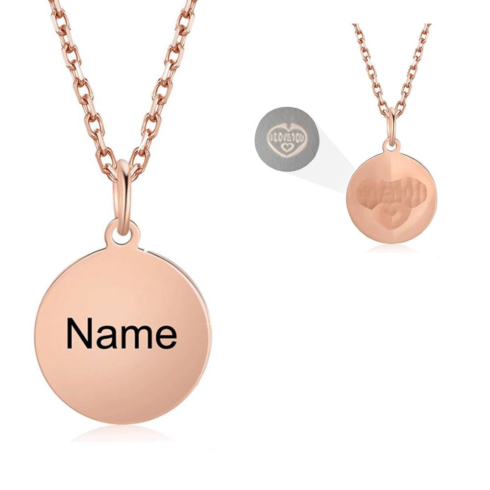S925 Sterling Siver Necklace I Love You Projection Necklace Round Shape Custom Name Necklace with Insription Coin Necklace