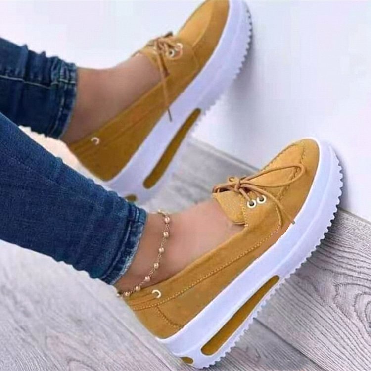 Foreign Trade Large Size Single Shoes Women's 2022 Spring Express Amazon Casual Single Shoes Thick Bottom Front Lace Up Single Shoes 43