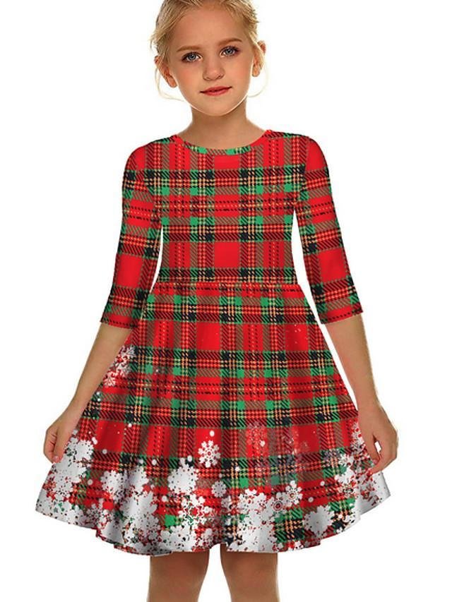 Kids Girls' Geometric Christmas Dress Black-Corachic