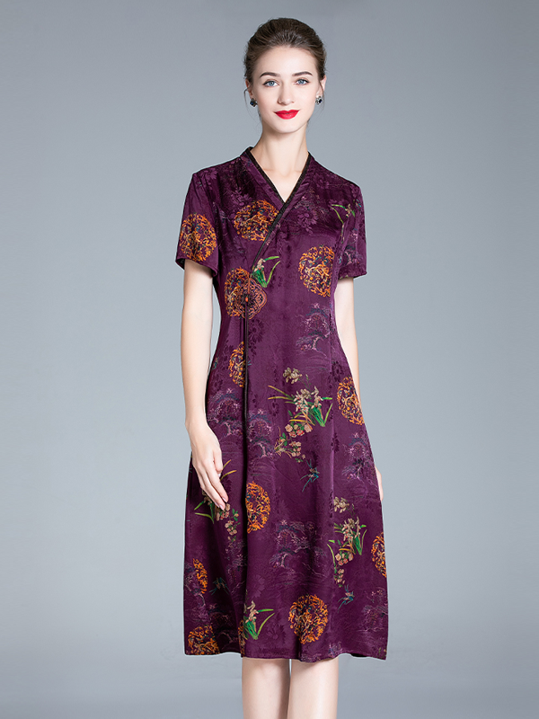 Silk Dress Xiangyunsha Collection High-end Large Size Style