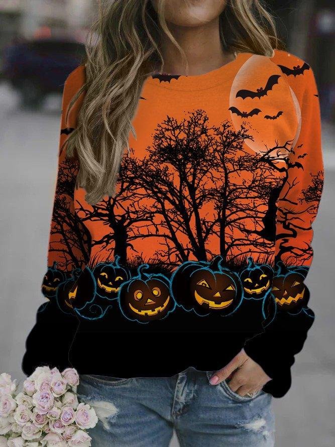 Halloween Orange Castle Bat Sweatshirt-Mayoulove