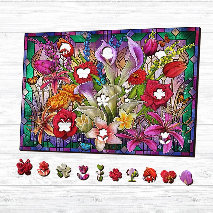 Spring Flowers Wooden Puzzle