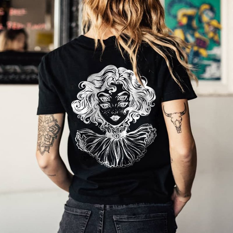 Four Eyes Women Printed Casual Loose T-shirt - Krazyskull