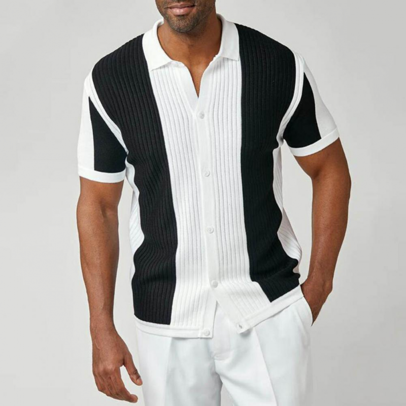 Men's Streetwear Short Sleeve Knitted Shirts-VESSFUL