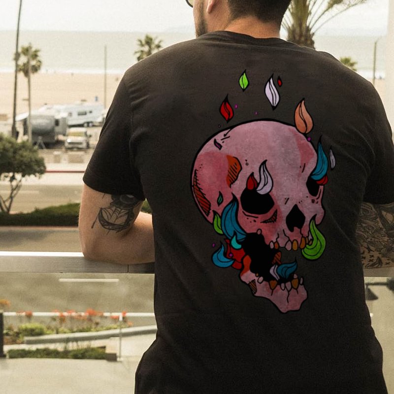 Skull angry casual print t-shirt designer - Krazyskull