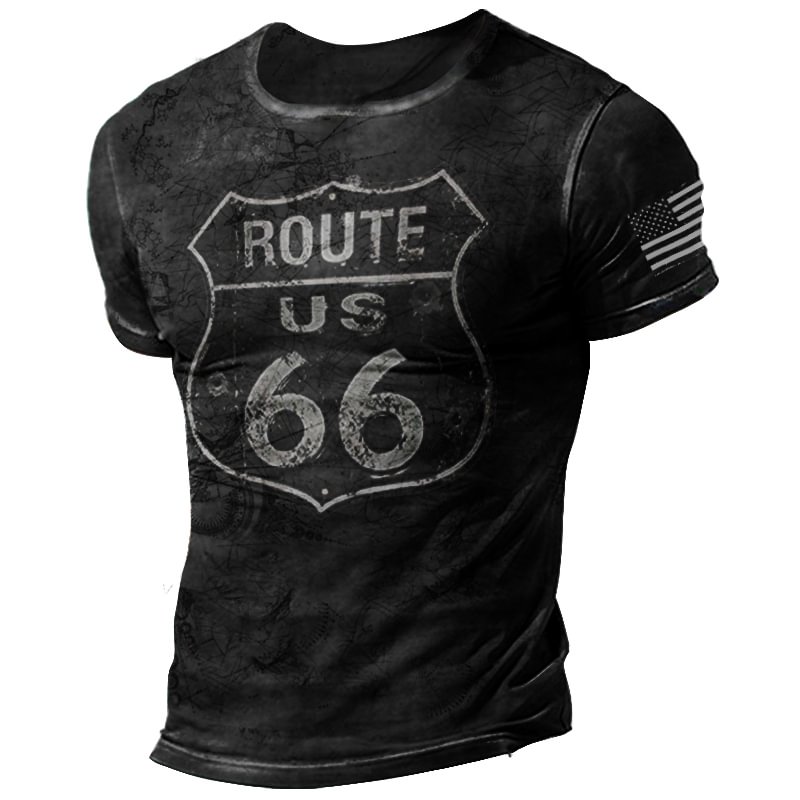 Mens Fashion Retro Route 66 T-shirt / [viawink] /