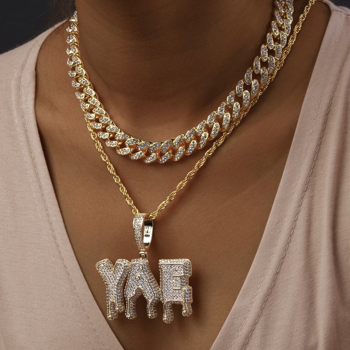 Vessful Custom Name Jewelry Dripping Wax Hiphop Iced Out Pendant-VESSFUL