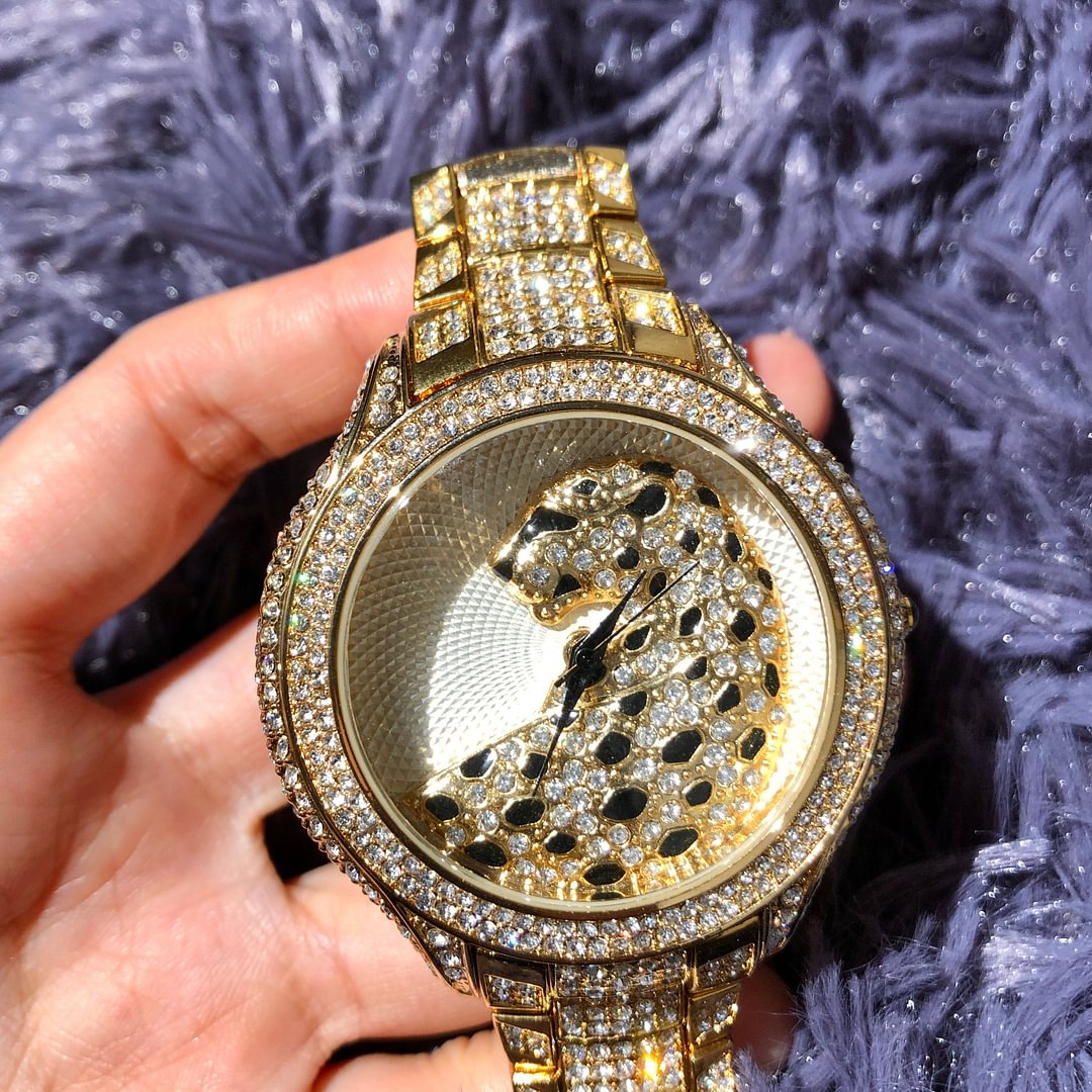 Hiphop Jewelry Leopard Women Gold Watch-VESSFUL