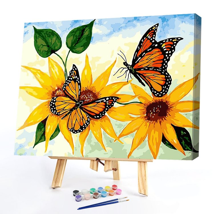 40*50CM Paint By Numbers-Butterfly Sunflower