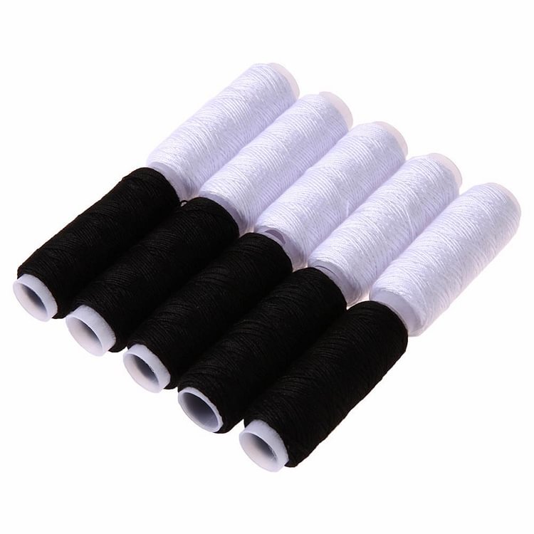 10pcs Hand Quilting Embroidery Sewing Thread for Home Stitch(Black+White)