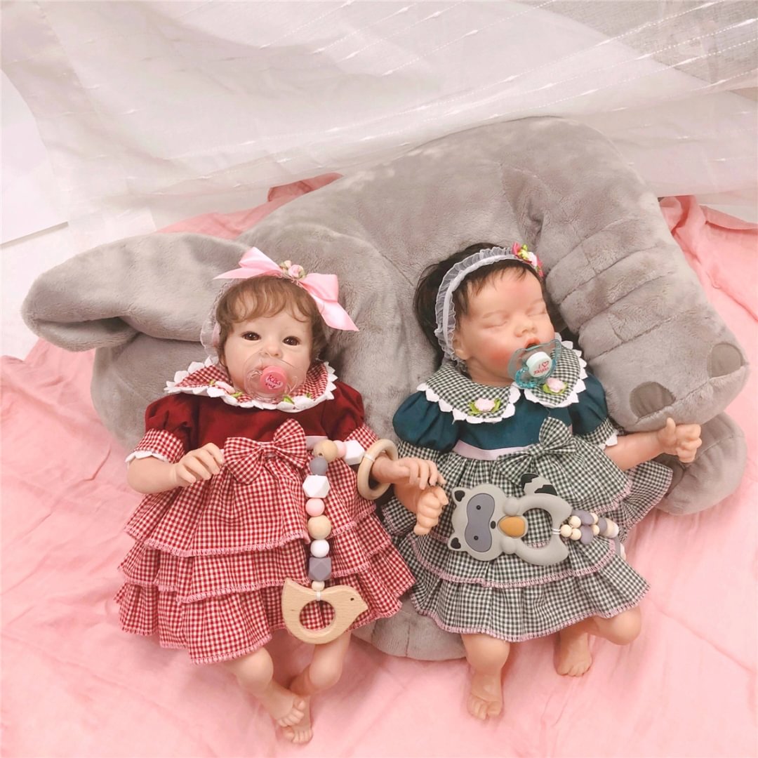 Mini Reborn Twins - Poseable Twins Sister Silicone Baby Doll Set with Gift Box Fidelia and Fiona Toy 2022 -Creativegiftss® - [product_tag]