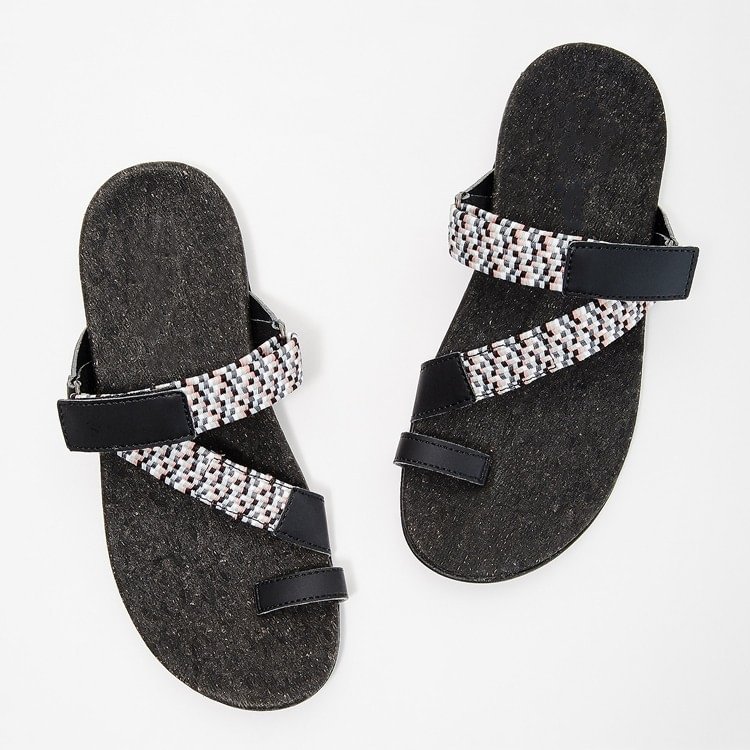 Women's comfy toe loop  stretch strap orthotic slide sandals