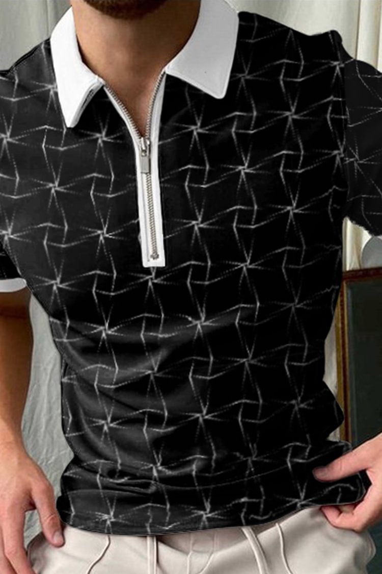 Tiboyz Fashion  Stretch Contrast Color Short Sleeve Polo Shirt