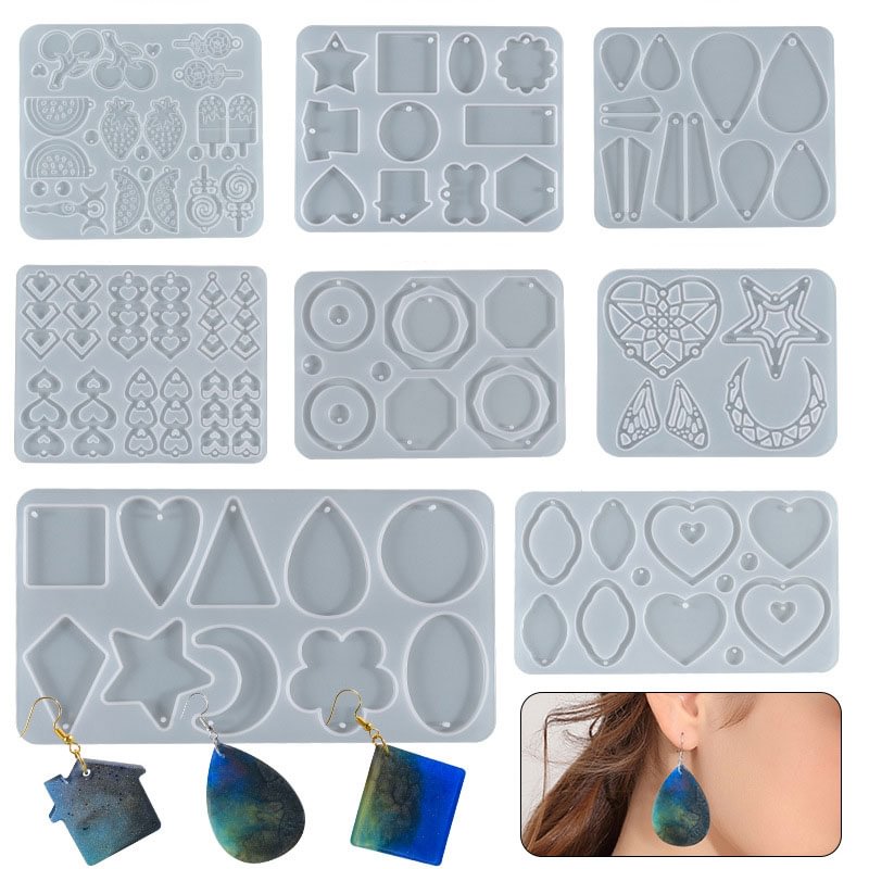 8PCS of Different Styles of Silicone Earring Molds for Resin