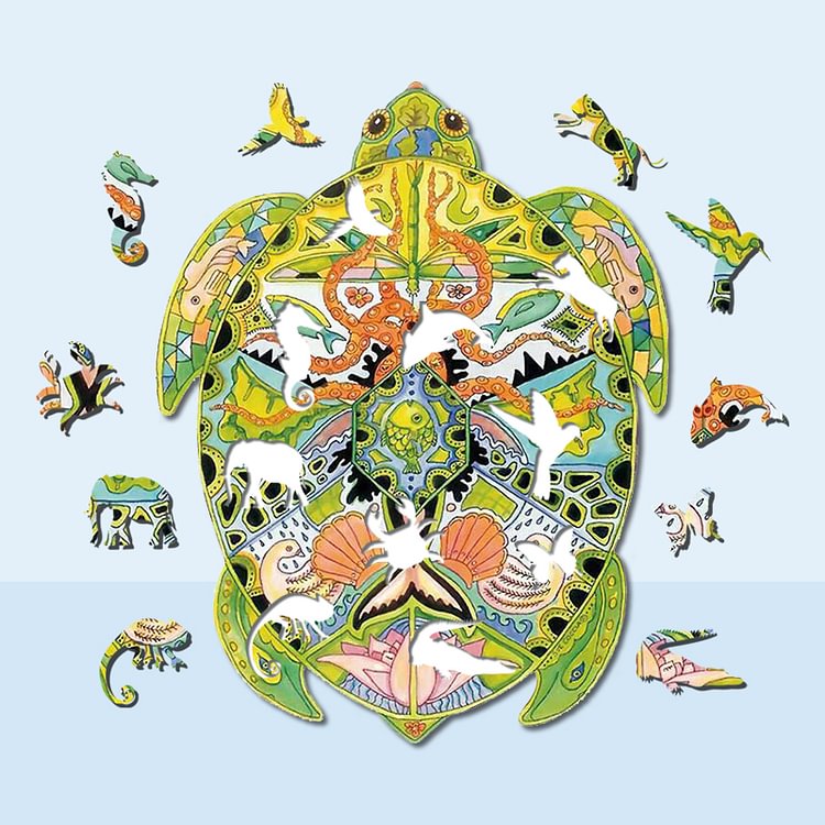 Green Turtle Wooden Jigsaw Puzzle
