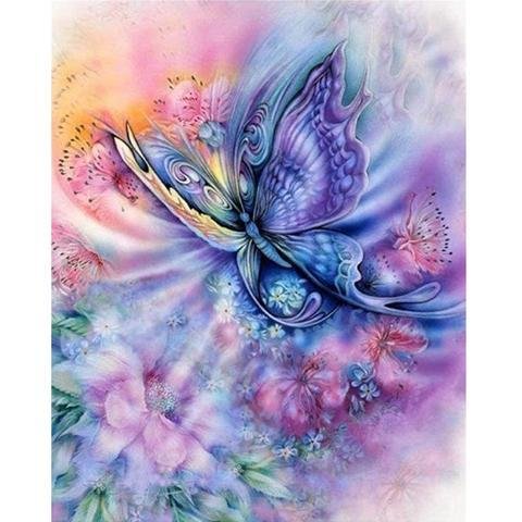 DIY Paint by Numbers Canvas Painting Kit for Kids & Adults - Blue Butterfly、bestdiys、sdecorshop