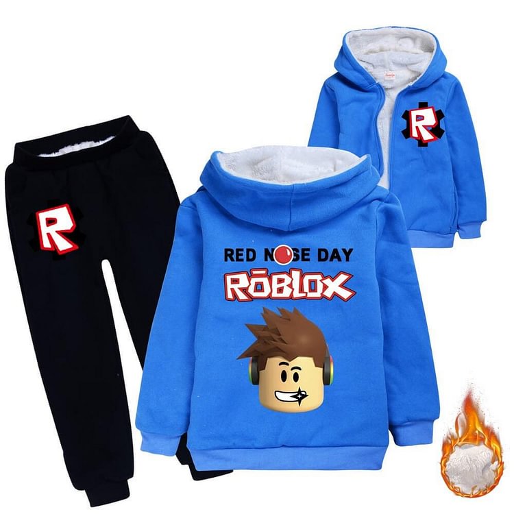 Mayoulove Roblox Red Nose Day Print Girls Boys Lined Cotton Hoodie N Sweatpants-Mayoulove